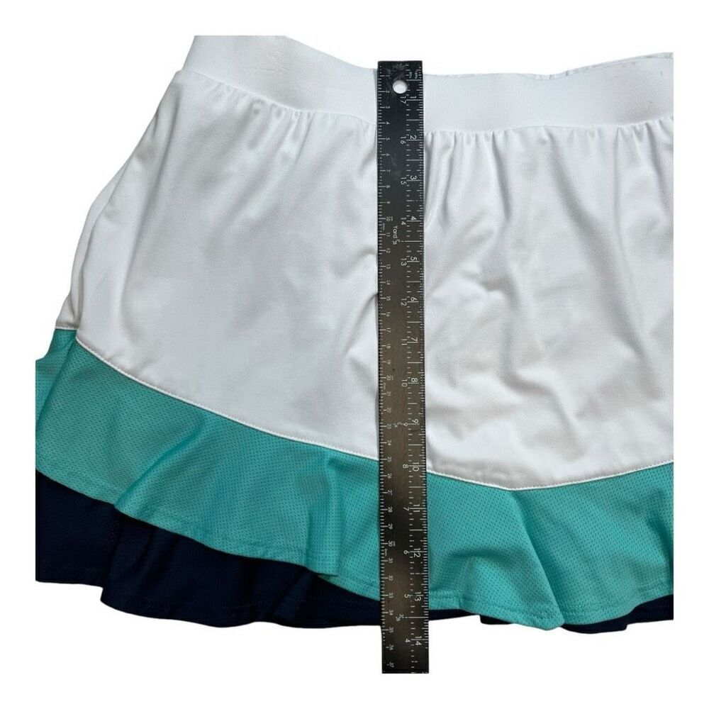 Tail Women's Double Tiered Ruffle Tennis Golf Skort Skirt White Navy Size Large - Picture 2 of 7